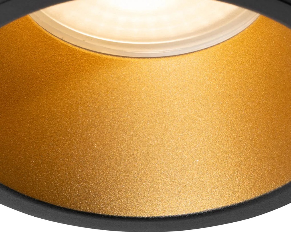Zewnetrzna Set van 6 moderne inbouwspots zwart met goud GU10 70mm IP44 - Dept Nowoczesny Oswietlenie zewnetrzne