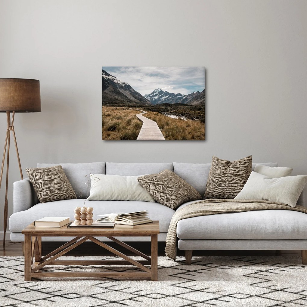 Obraz - Chodnik w dolinie góry Mt. Cook (70x50 cm)