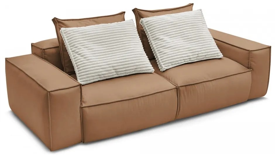 Brązowa sofa z imitacji skóry 260 cm Boheme – Bobochic Paris