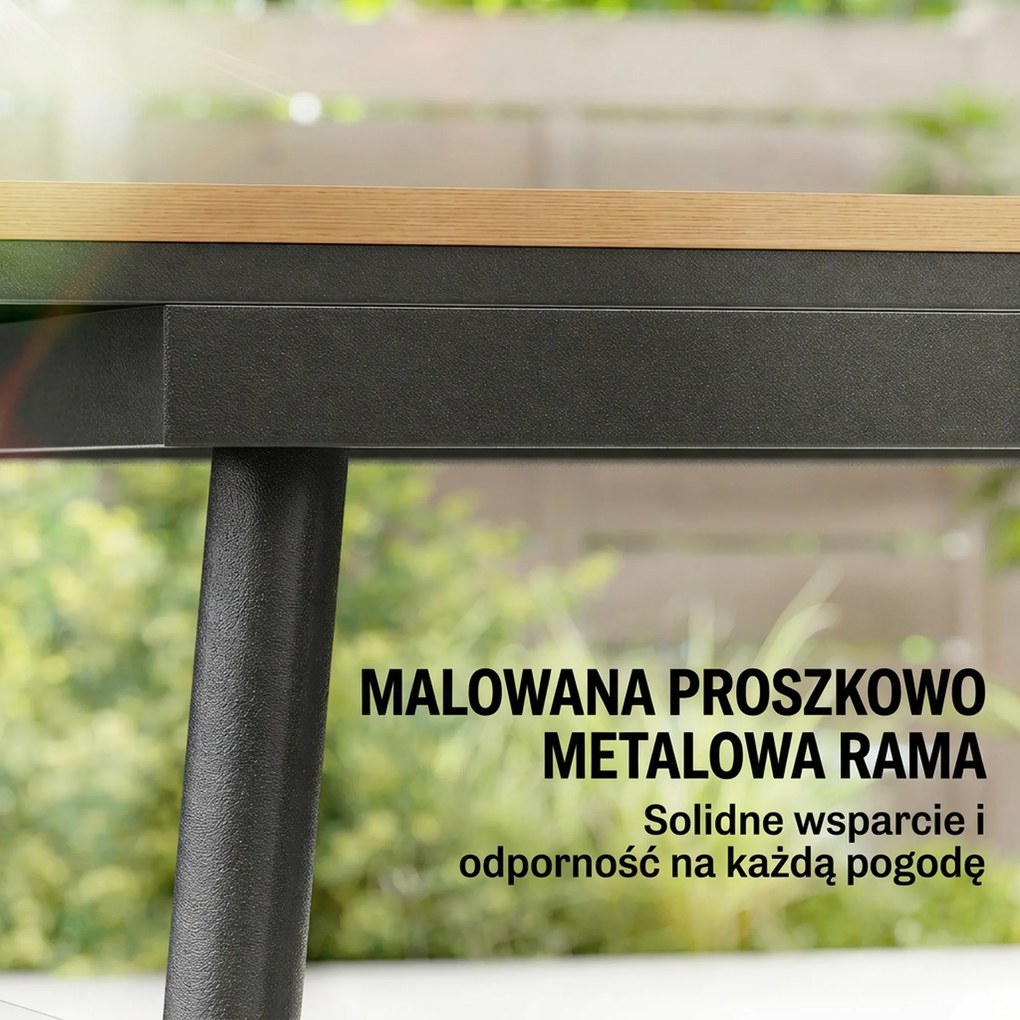 Outsunny Stół Ogrodowy 140 x 80 cm dla 6 Osób, Odporność na Warunki Atmosferyczne, Blat WPC, Regulowane Nóżki, Teak | Aosom PL