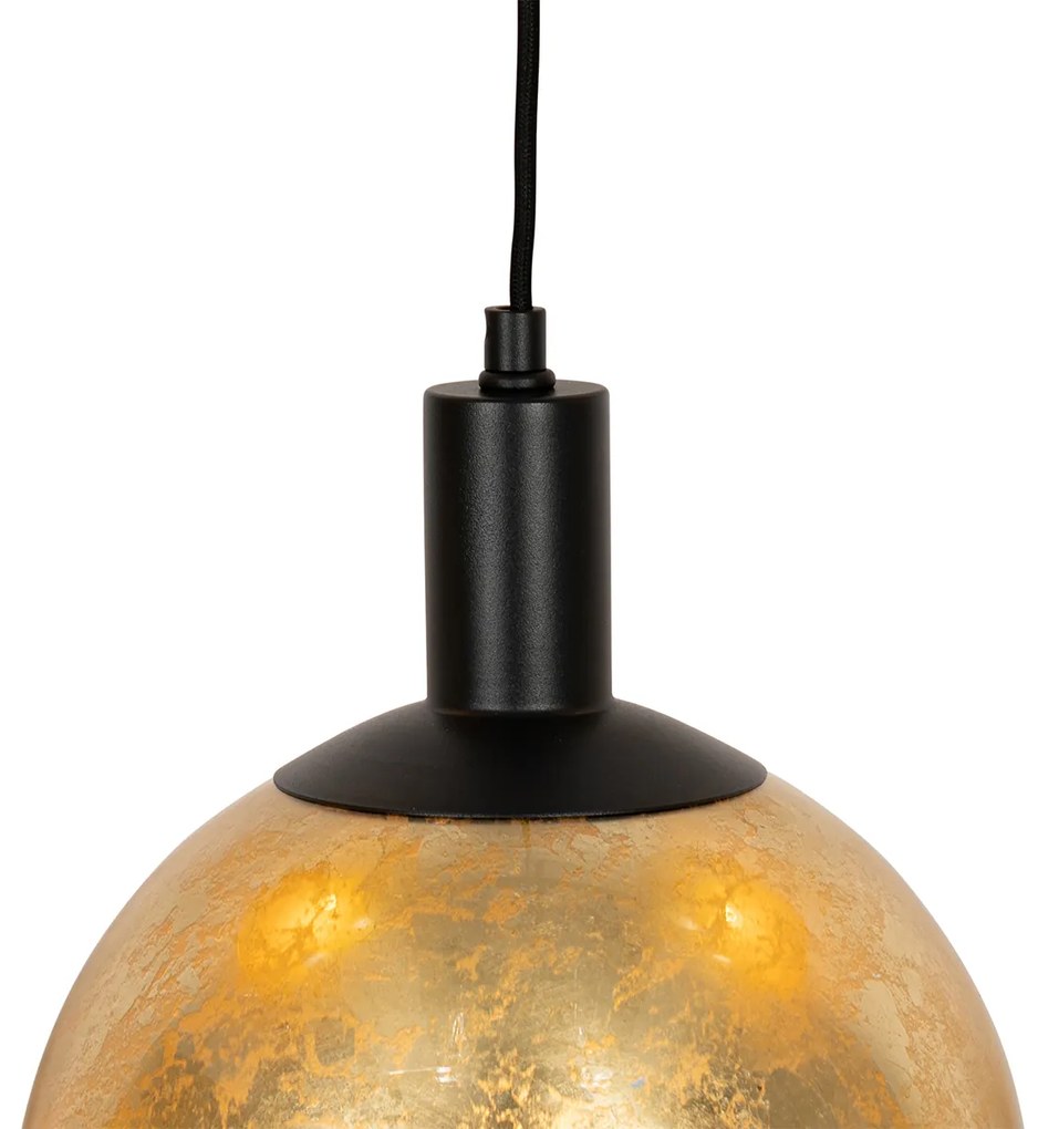 Designerska lampa wisząca czarna ze złotym szkłem 5-świateł - BertDesignerski Oswietlenie wewnetrzne