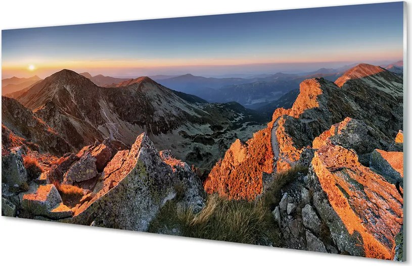 Szklany Panel Góry w Blasku Zachodu
