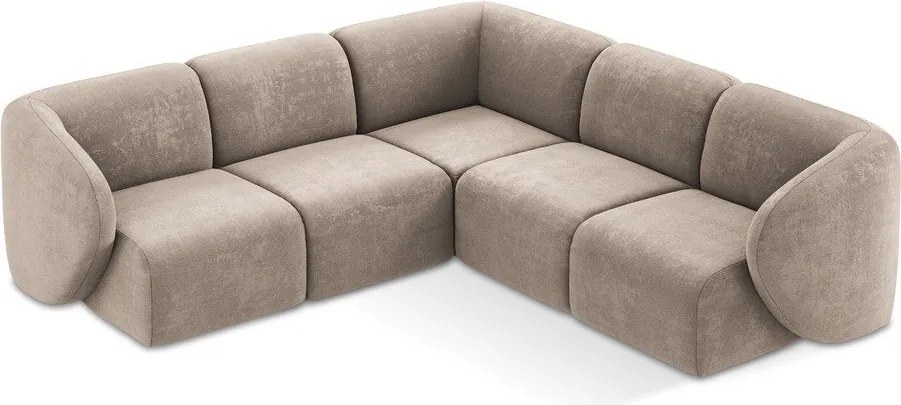 Jasnobrązowy narożnik z tkaniny szenilowej Lani – Makamii