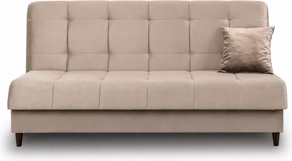 Sofa rozkładana Cypria z pojemnikiem na pościel i funkcją spania – welur Paros, elegancka