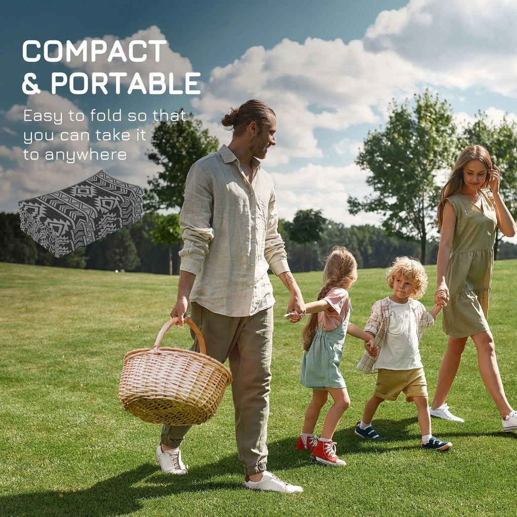 Outsunny Dywan do użytku zewnętrznego Wodoodporny Dwustronny Czarno-szary Wysokiej jakości 182x274cm | Aosom PL