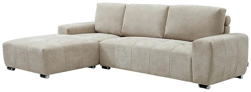 Kanapa narożna lewostronna  z beżowej tkaniny MICHELIA