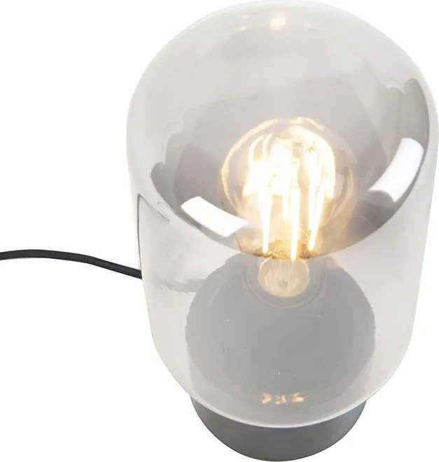 Designerska lampa stołowa czarna z dymionym szkłem - Bliss Cute