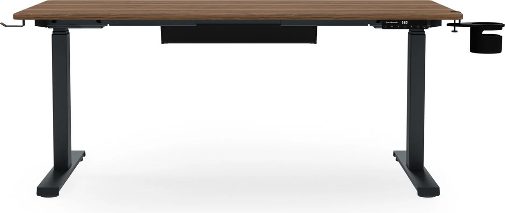 Biurko elektryczne z regulacją wysokości ergonomiczne antracytowe/orzech,1400x700 mm: ARIA