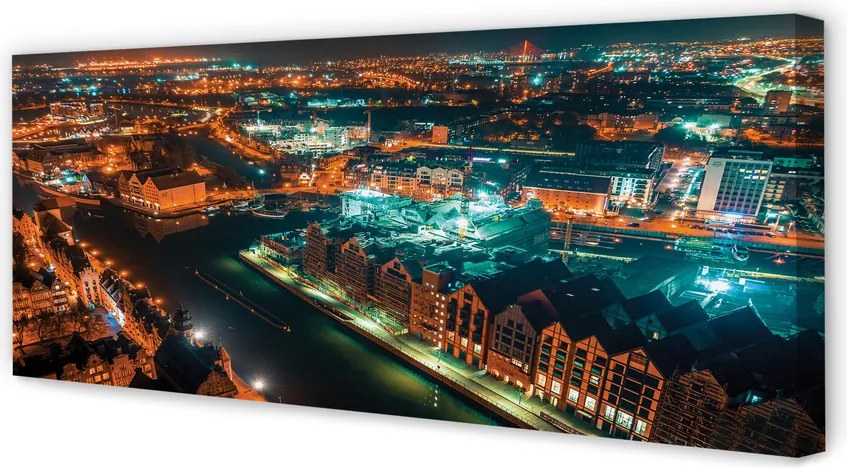 Zdjęcie na płótnie Nocna Panorama nad Motławą