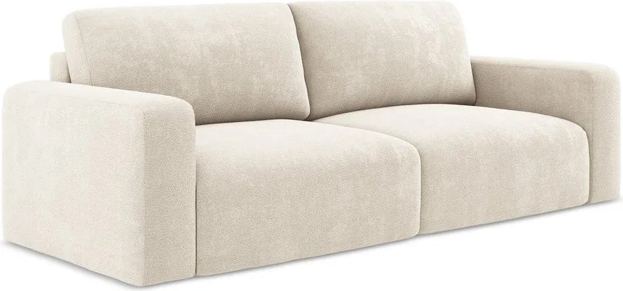 Kremowa rozkładana sofa ze schowkiem z tkaniny szenilowej 252 cm Kona – Makamii