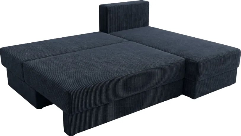 Rozkładana dwustronna sofa narożna L TAVERO SLIM 201x140 cm, ciemnoniebieska