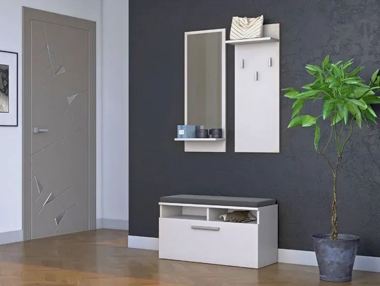 Biała skandynawska garderoba z wieszakiem 50cm P4-M96