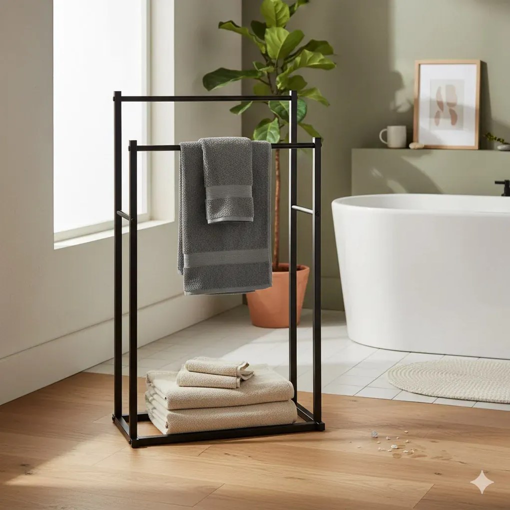 Czarny stojak na ręczniki B5-C57