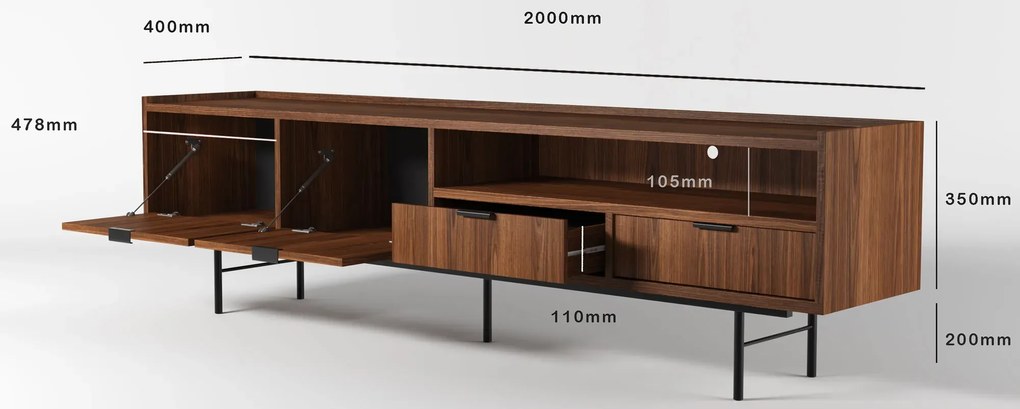 Stolik RTV do salonu 200 cm orzech warmia T5-B47