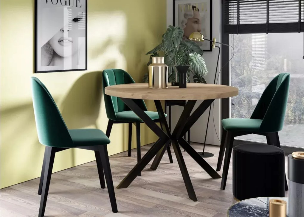Okrągły stół rozkładany Argan o średnicy 90 / 100 /120 cm z stalowymi nogami i blatem z płyty laminowanej w wielu kolorach