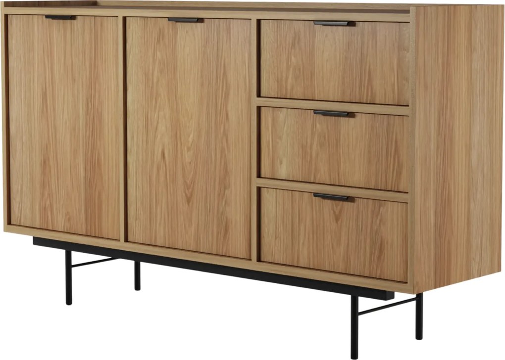 Duża komoda z półkami i szufladami hikora naturalna T3-B96