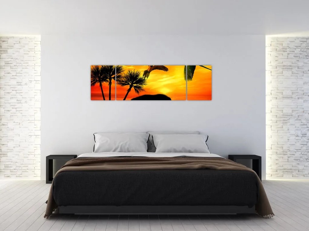 Obraz - papugi i słonie (170x50 cm)