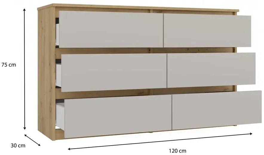 Komoda z szufladami kaszmir + dąb artisan Tesso