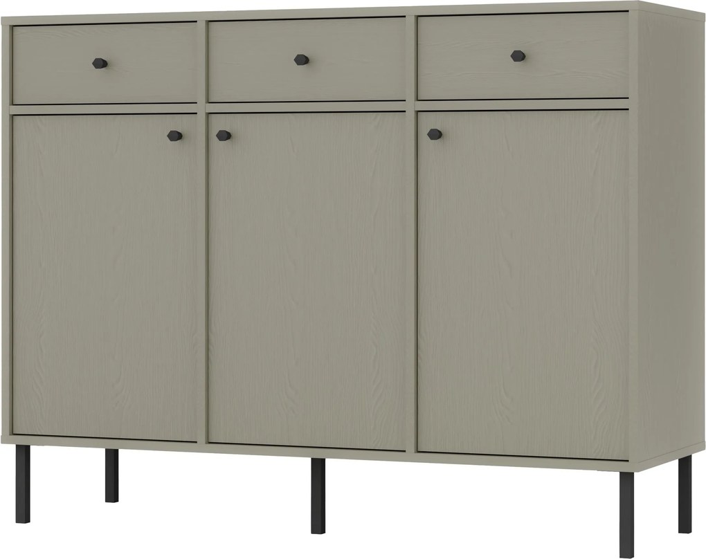 Komoda TORINO - Zielony / Wysokość 95 cm / 125 cm / 3 szuflady