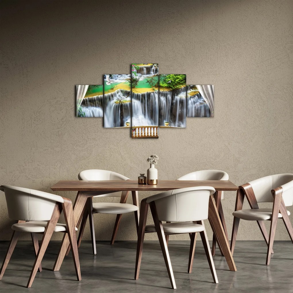 Obraz - Widok magicznych wodospadów (125x70 cm)