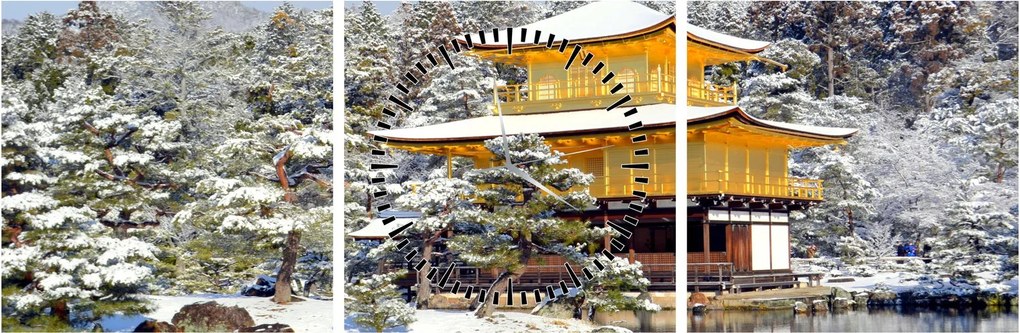 Obraz - Kinkakuji, Japonia (z zegarem) (90x30 cm)