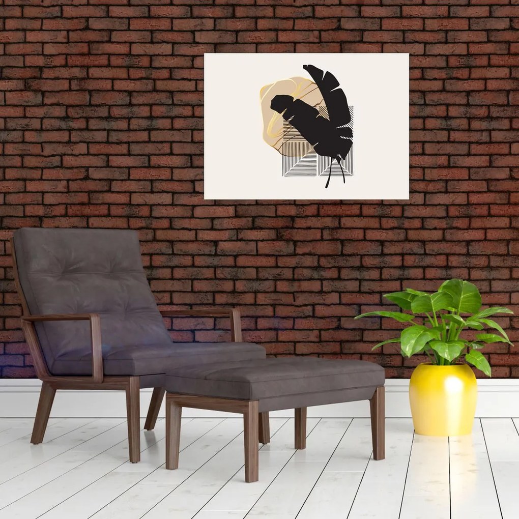 Obraz na szkle - Abstrakcja z tropikalnymi liśćmi N⁰4 (70x50 cm)