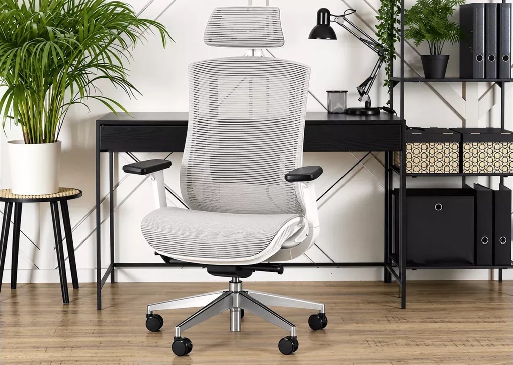 Kirtoz – ergonomiczny fotel obrotowy beżowy do biura, gry i nauki