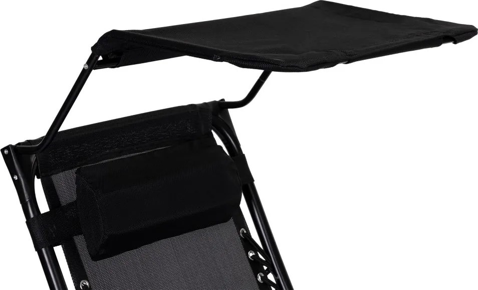 Składany leżak ogrodowy z regulowanym daszkiem Corfu 009, czarny