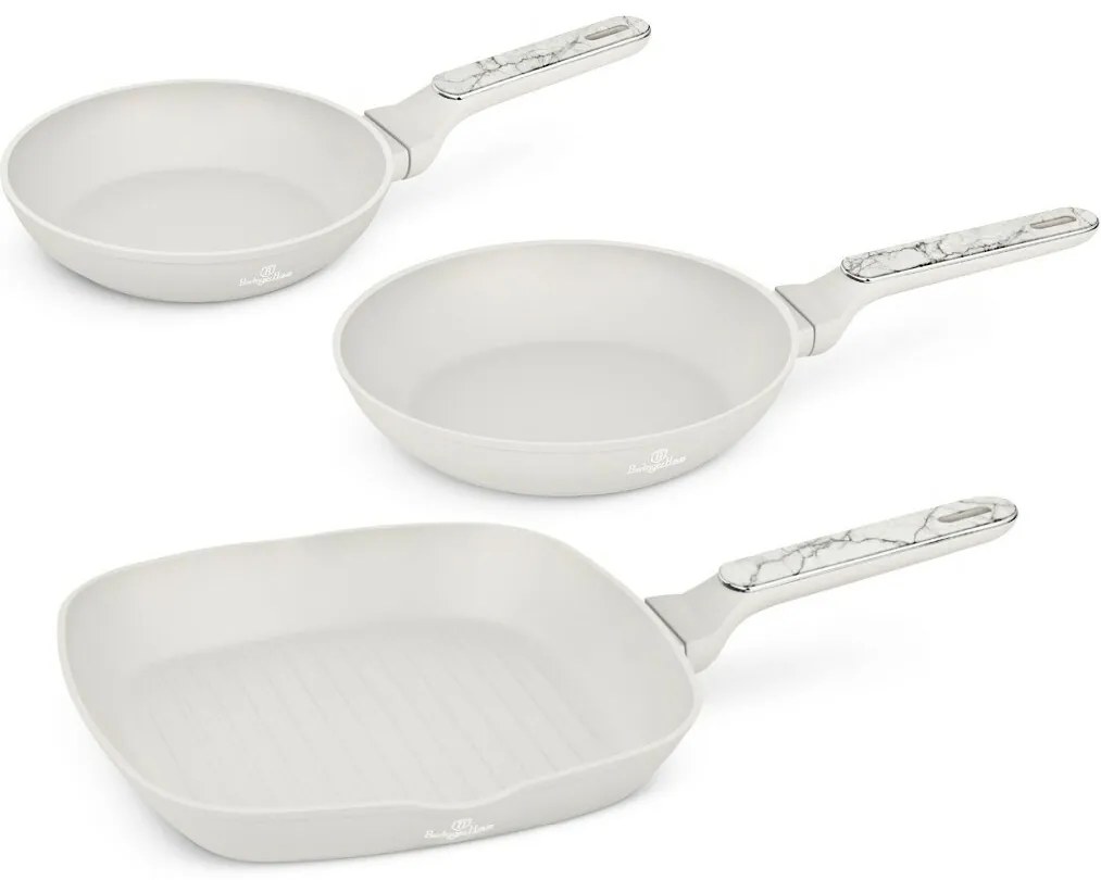 BerlingerHaus Zestaw patelni z powłoką tytanową Sahara Marble, 2+1 szt.