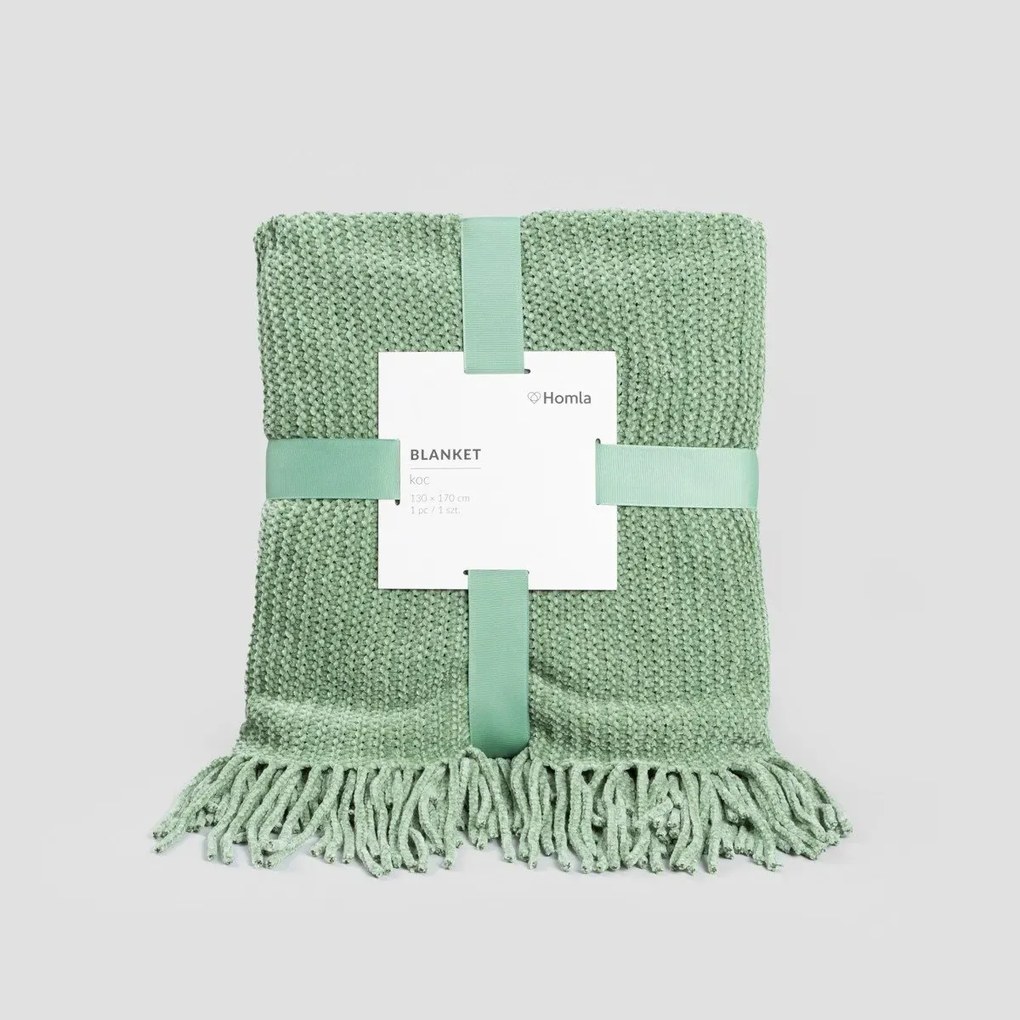 Koc szenilowy CHENILLE pistacjowy 130x170 cm HOMLA