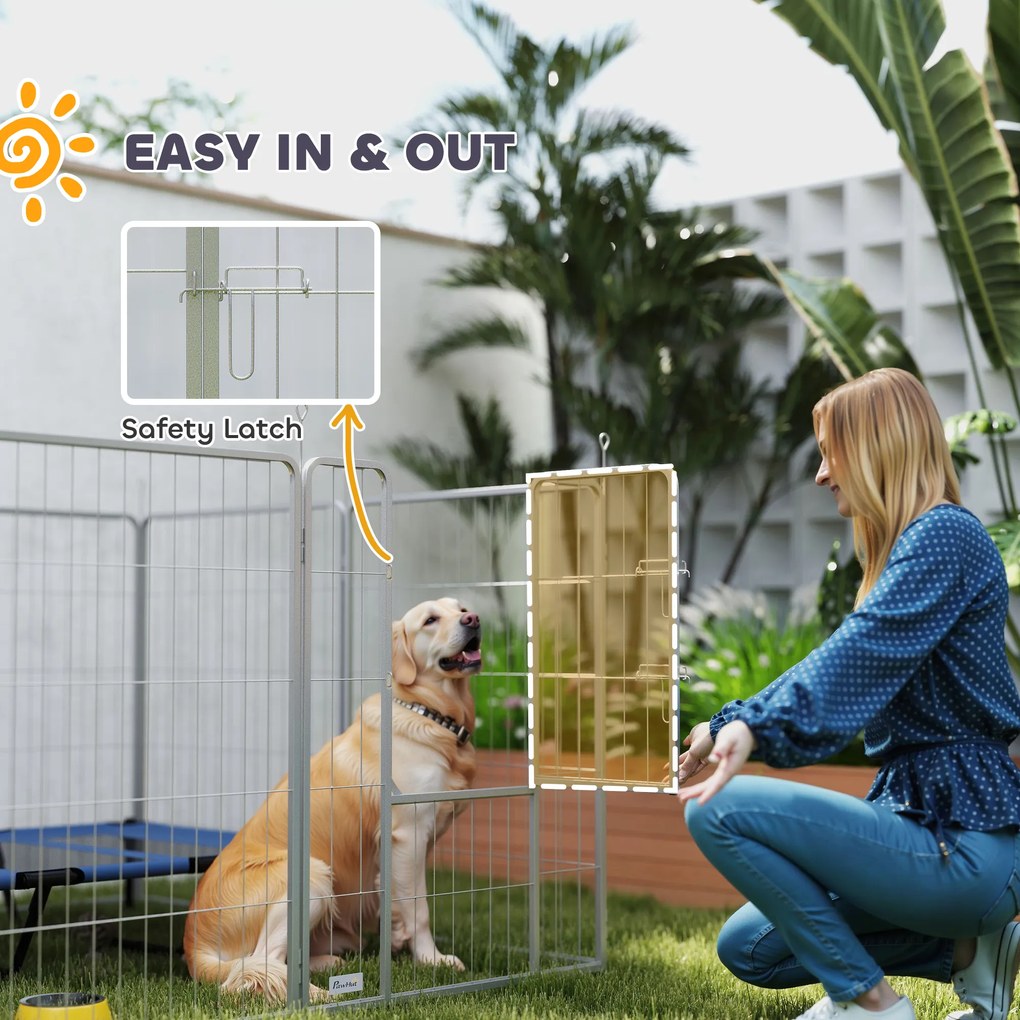 Wybieg dla zwierząt PawHut, ogrodzenie dla psów, elastyczny plac zabaw, nierdzewna stal