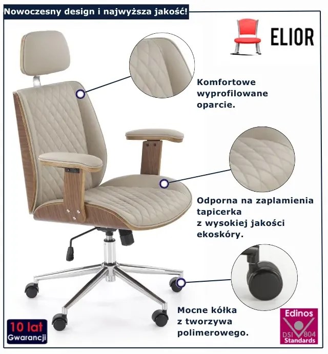 Fotel beżowy obrotowy do komputera Helo