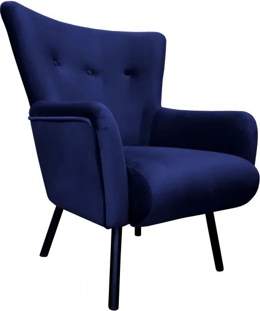 Fotel TULIP tkanina Welur noga metalowa Uszak luksusowy komfort salonu : Kolor nogi - Czarna, Kolor tkaniny - VELVET - MG16