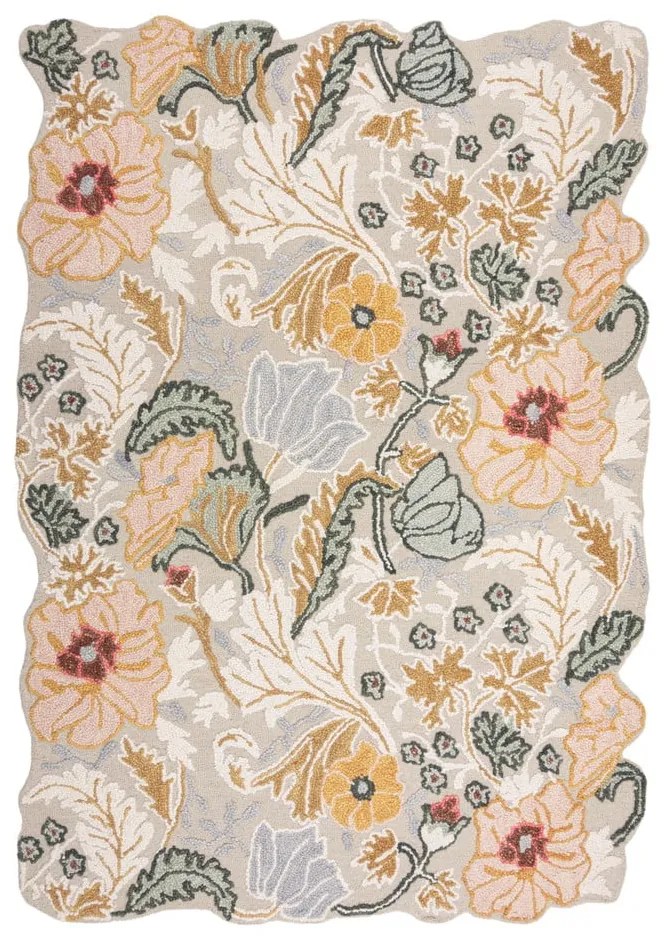 Jasnoróżowy wełniany dywan tkany ręcznie 120x170 cm Daphne Shaped Floral – Flair Rugs