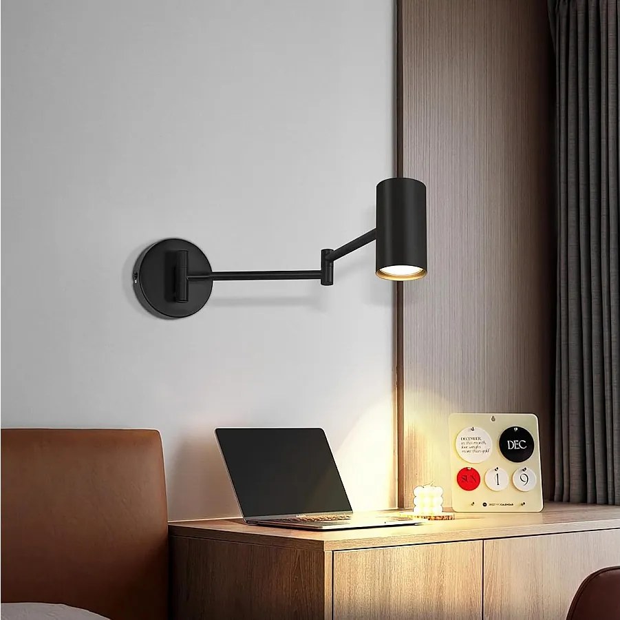 NETTLIFE Zestaw 2 lampek ściennych w kolorze czarnym, 2 sztuki, obrotowe metalowe retro GU10