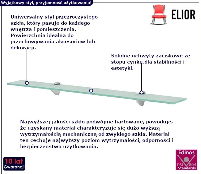 Elegancka półka szklana 80x20 H2-N28
