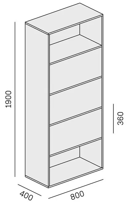 PLAN Regał biurowy wysoki LAYERS, 3 schowki, 800 x 400 x 1905, biały