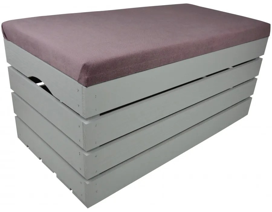 Pufa kufer skrzynia drewniana sosnowa siedzisko 80cm malowana szara