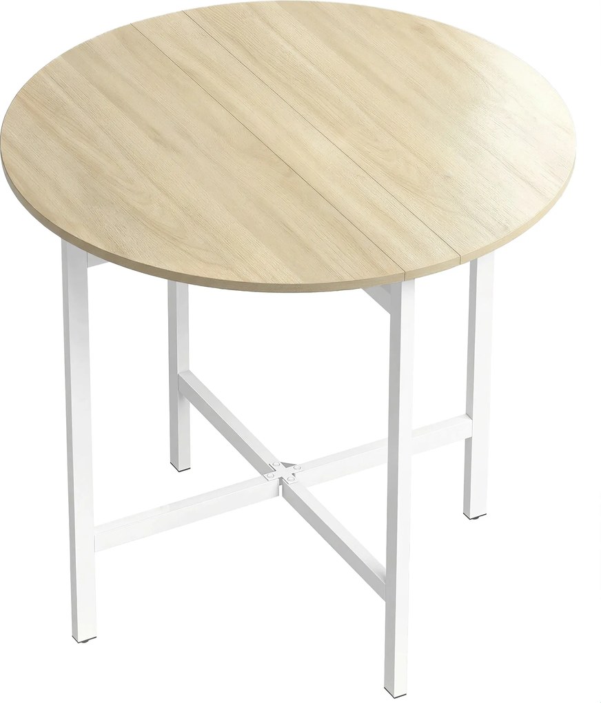 HOMCOM Składany stół do jadalni, okrągły stół o średnicy 80 cm z ramą stalową, miejsce dla 2-4 osób, wygląd naturalnego drewna | Aosom PL