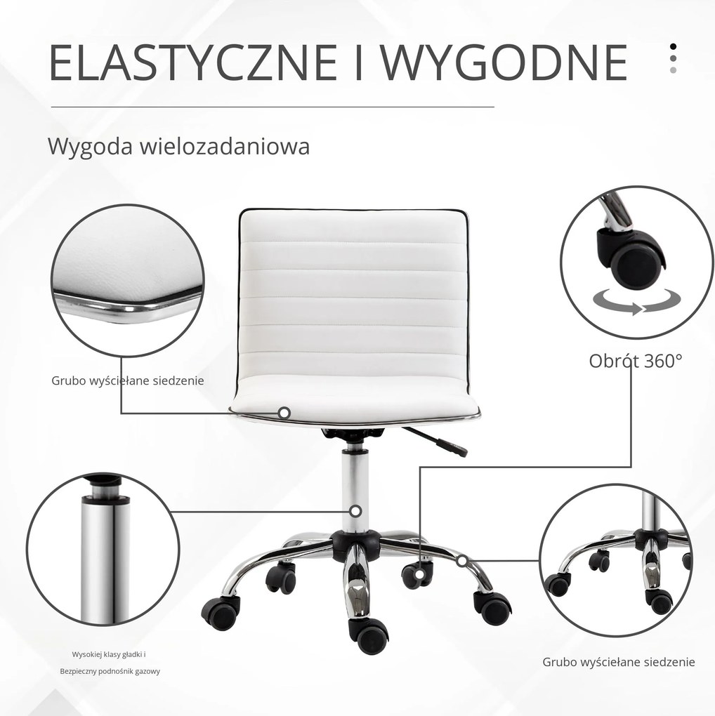 HOMCOM Fotel Fryzjerski Krzesło Salonowe Obrotowe Oparcie Regulacja Wysokości Stal PU Białe | Aosom PL