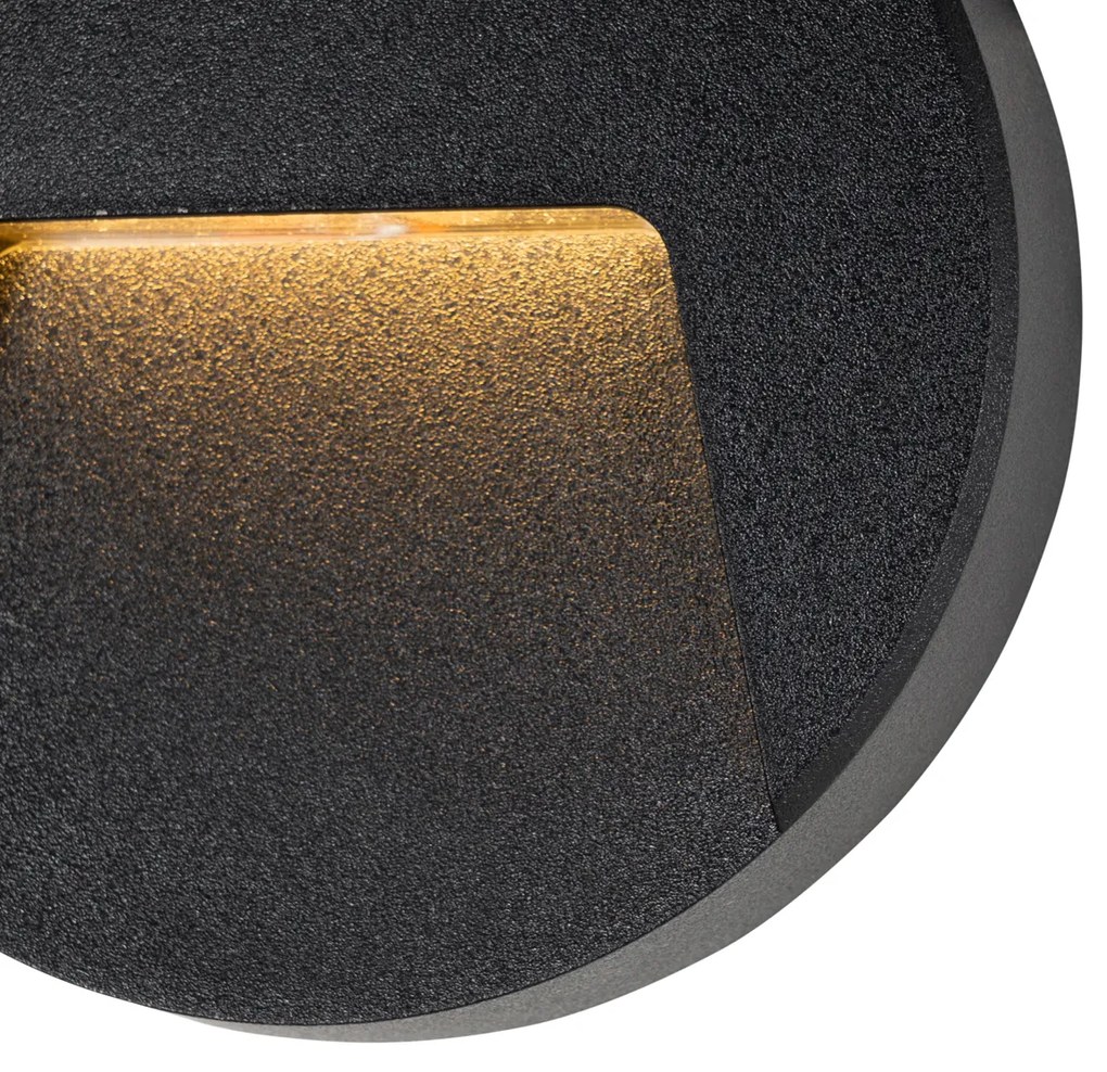 Zestaw 2 zewnętrznych okrągłych czarnych lamp ściennych z LED IP65 - Gem