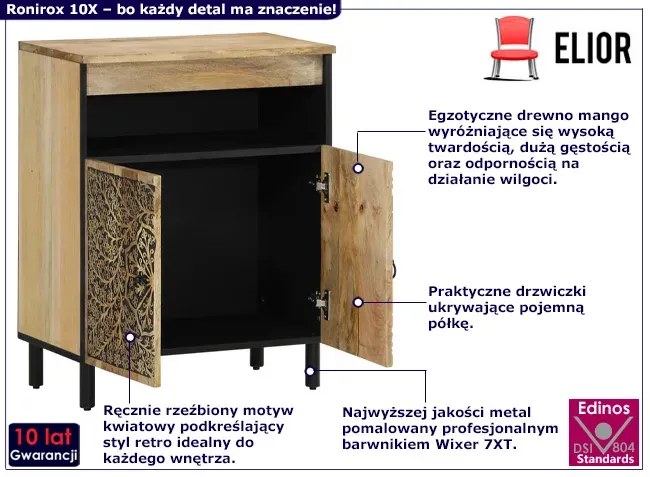 Minimalistyczna drewniana komoda na nóżkach - Ronirox 10X