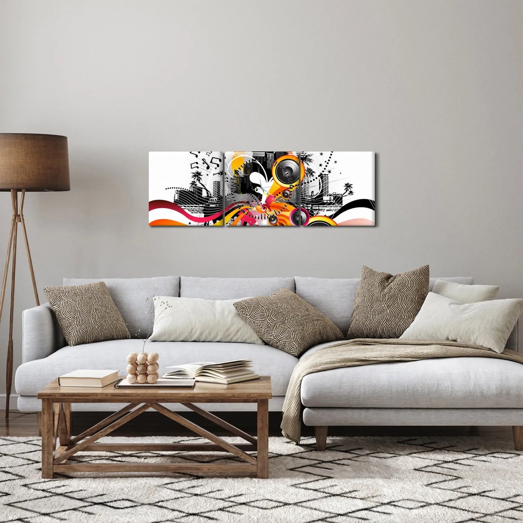 Obraz - Muzyka (z zegarem) (90x30 cm)