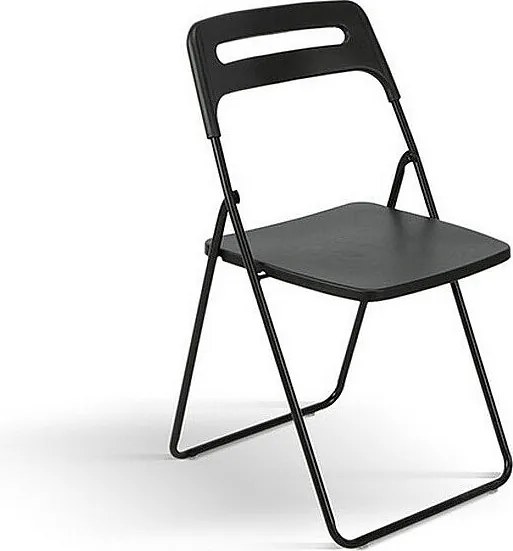 Zestaw 6 składanych krzeseł z czarnego metalu i czarnego polipropylenu - ALMERIA