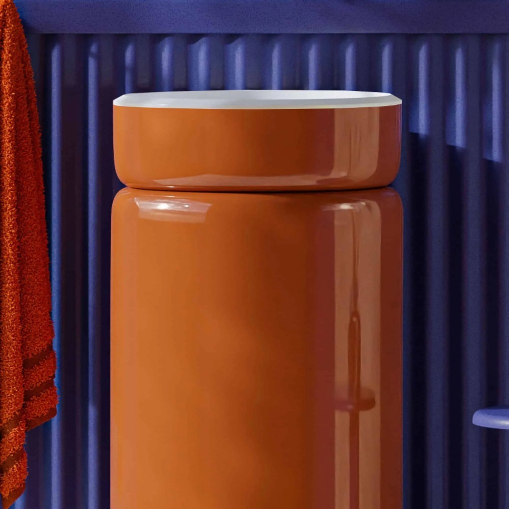 Umywalka wolnostojąca okrągła pomarańczowa RONA Nude Glow 85 x 40 cm : Podłączenie syfonu - Do podłogi