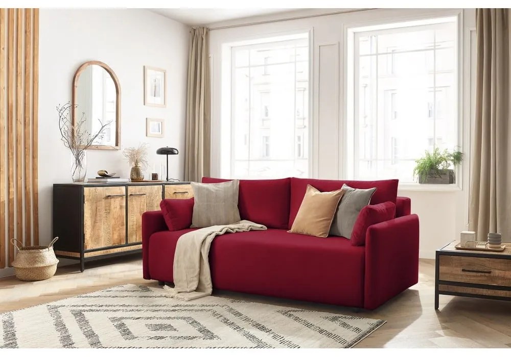 Bordowa rozkładana sofa 211 cm Marcel – Bobochic Paris
