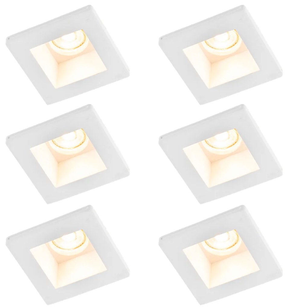 Zestaw 6 reflektorów wpuszczanych białych 12 cm kwadratowych - Gypsy Stucco