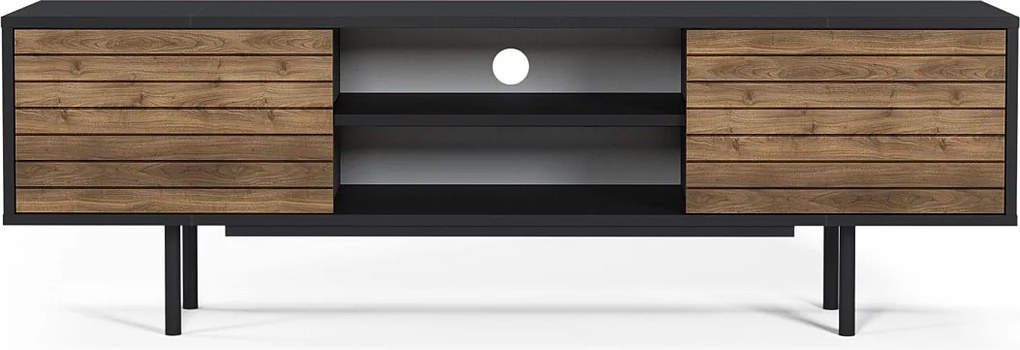 Szafka RTV APOLLO-czarny/orzech, 50,5x160x35