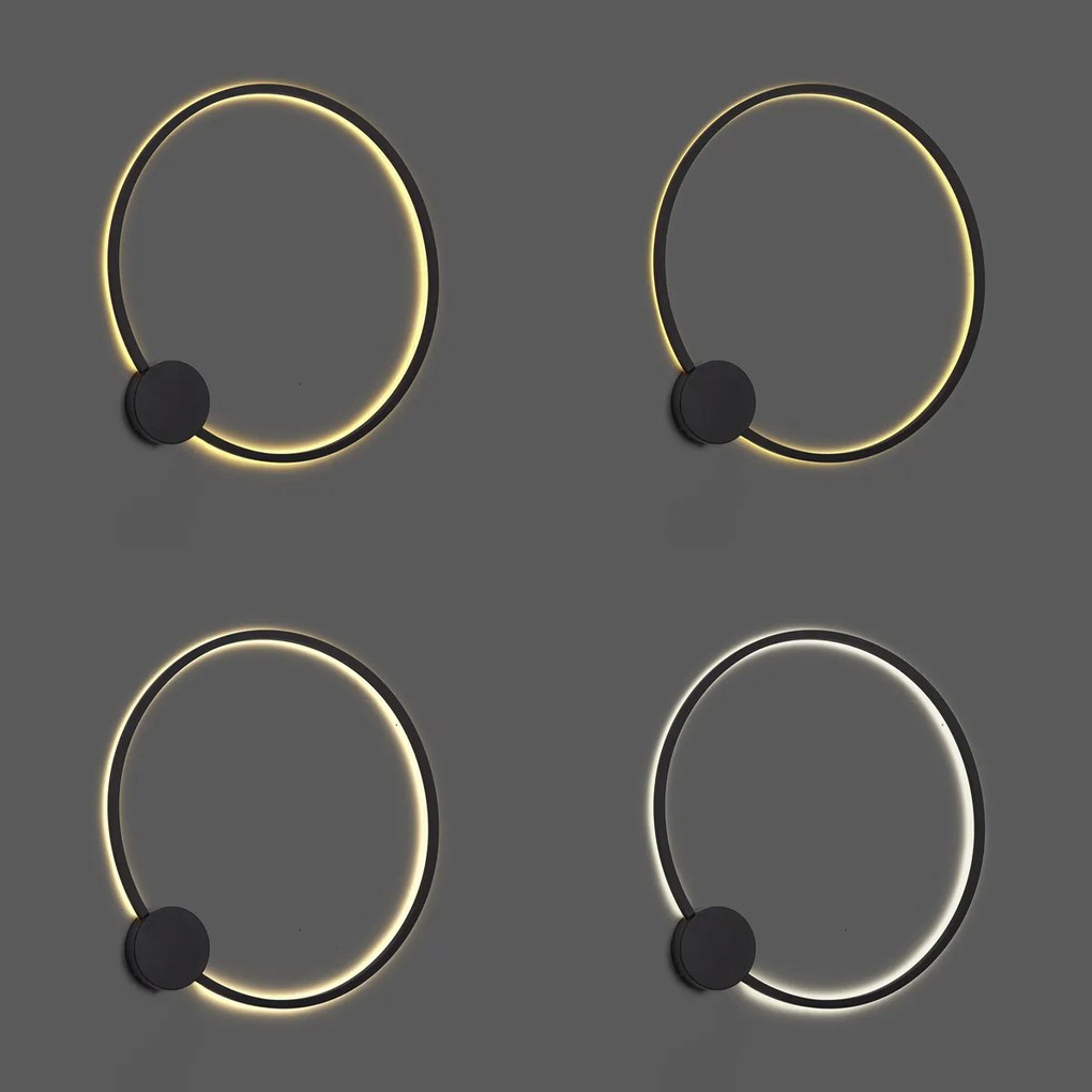 Designerski kinkiet czarny 67 cm z LED z 3-stopniową regulacją ściemniania - Anello