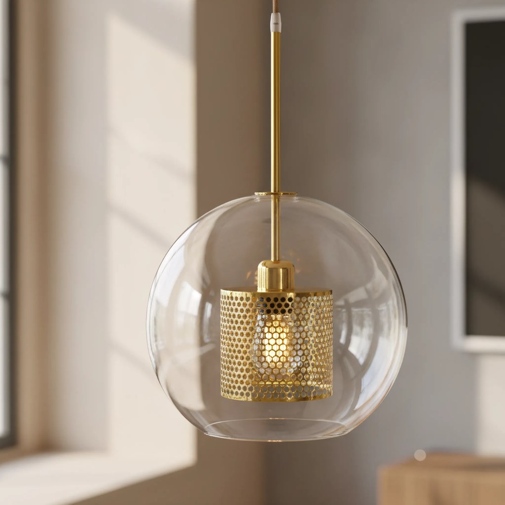 Lampa wisząca szklana loft APP555-1CP 25cm ZŁOTA